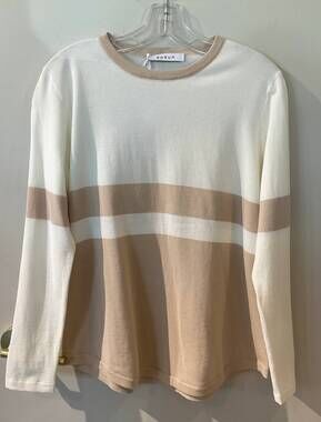 NEW KOKUN women's oversized colorblock long sleeve top in white sand